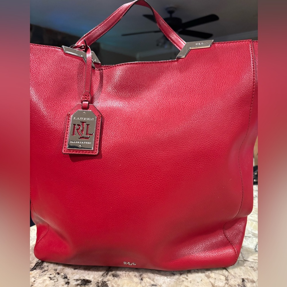 Red leather Lauren Ralph Lauren